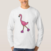 Flamingo as Skater with Roller skates T-shirt (Voorkant)