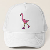 Flamingo as Skater with Roller skates Trucker Pet (Voorkant)