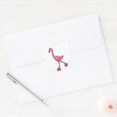 Flamingo as Skater with Roller skates Vierkante Sticker (Envelop)