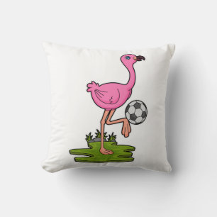 Flamingo as Soccer player with Soccer Kussen