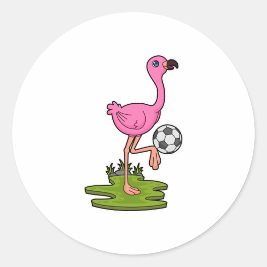 Flamingo as Soccer player with Soccer Ronde Sticker (Voorkant)
