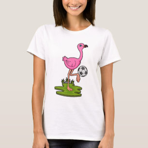 Flamingo as Soccer player with Soccer T-shirt