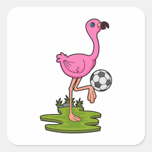 Flamingo as Soccer player with Soccer Vierkante Sticker (Voorkant)