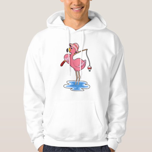 Flamingo at Fishing with Fishing rod Hoodie (Voorkant)