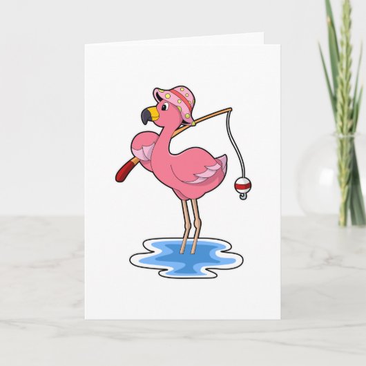 Flamingo at Fishing with Fishing rod Kaart (Voorkant)