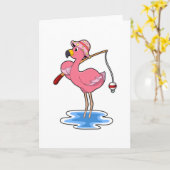 Flamingo at Fishing with Fishing rod Kaart (Gele Bloem)