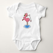 Flamingo at Fishing with Fishing rod Romper (Voorkant)