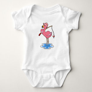 Flamingo at Fishing with Fishing rod Romper