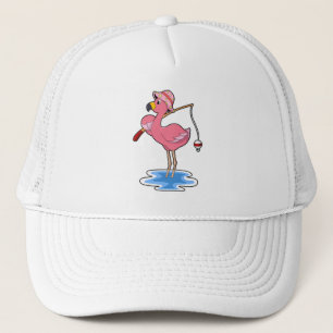 Flamingo at Fishing with Fishing rod Trucker Pet