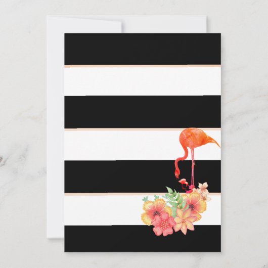 Flamingo Baby Black Pink Stripe Sip en zie Kaart (Achterkant)