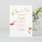 Flamingo Baby Blue Stripe Sip en zie Kaart (Staand voorkant)