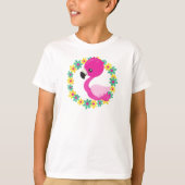 Flamingo, Baby Flamingo, Bird, Flowers T-shirt (Voorkant)