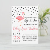 Flamingo Baby Girl Sip en zie Uitnodiging (Staand voorkant)