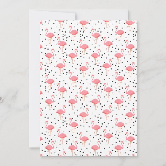 Flamingo Baby Girl Sip en zie Uitnodiging (Achterkant)