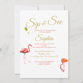 Flamingo Baby Roze Stripe Sip en zie Kaart