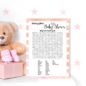 Flamingo Baby shower Baby Word Search Game Kaart