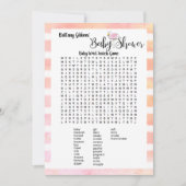 Flamingo Baby shower Baby Word Search Game Kaart (Voorkant)