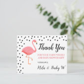 Flamingo Baby shower Bedankt Post Kaart (Staand voorkant)