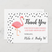Flamingo Baby shower Bedankt Post Kaart (Voorkant / Achterkant)