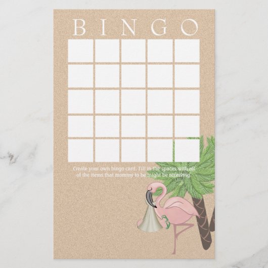 Flamingo Baby shower Bingo Kaart (Voorkant)