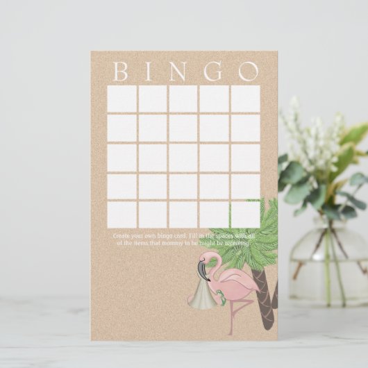 Flamingo Baby shower Bingo Kaart (Staand voorkant)