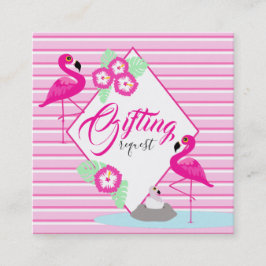 Flamingo baby shower boek cadeau aanvraag kaarten vierkante visitekaartje
