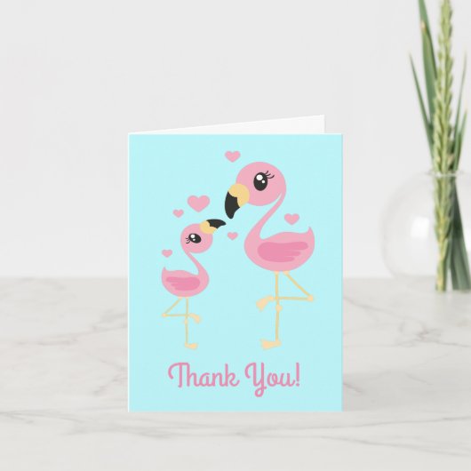 Flamingo Baby shower Cute Tropical Bedankkaart (Voorkant)