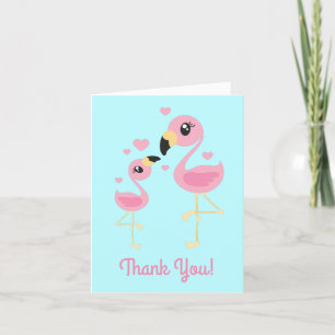 Flamingo Baby shower Cute Tropical Bedankkaart