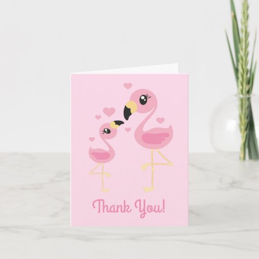 Flamingo Baby shower Cute Tropical Bedankkaart (Voorkant)