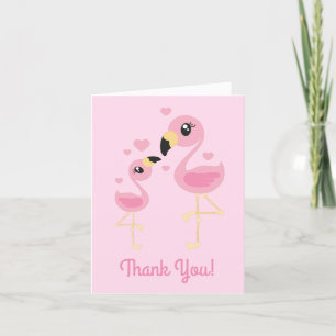 Flamingo Baby shower Cute Tropical Bedankkaart