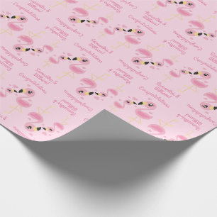 Flamingo Baby shower Cute Tropical Cadeaupapier