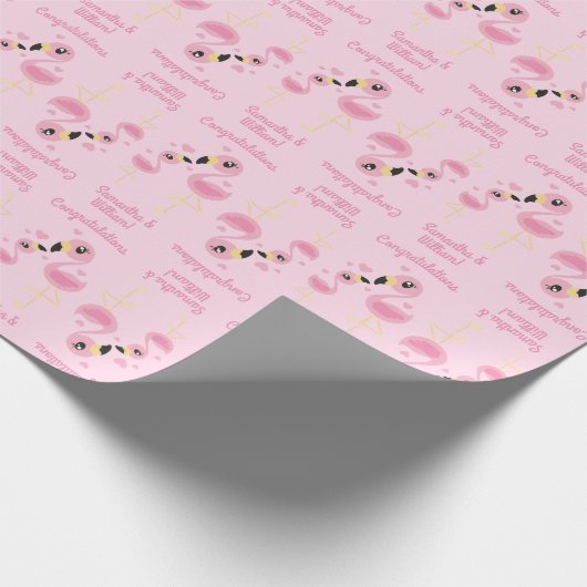 Flamingo Baby shower Cute Tropical Cadeaupapier (Hoek)