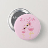 Flamingo Baby shower Cute Tropical Het is een meis Ronde Button 5,7 Cm (Voorkant /achterkant)