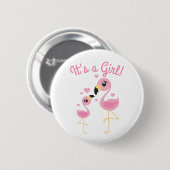 Flamingo Baby shower Cute Tropical Het is een meis Ronde Button 5,7 Cm (Voorkant /achterkant)