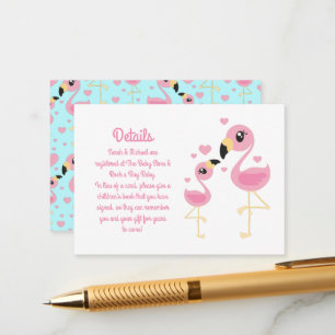 Flamingo Baby shower Cute Tropical Informatiekaartje