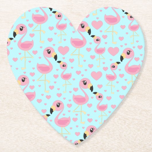 Flamingo Baby shower Cute Tropical Kartonnen Onderzetters (Voorkant)