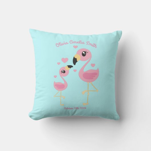 Flamingo Baby shower Cute Tropical Kussen (Voorkant)