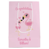 Flamingo Baby shower Cute Tropical Medium Cadeauzakje (Achterkant)