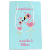 Flamingo Baby shower Cute Tropical Medium Cadeauzakje (Voorkant)