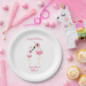Flamingo Baby shower Cute Tropical Papieren Bordje (Feest)