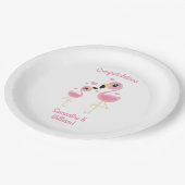 Flamingo Baby shower Cute Tropical Papieren Bordje (Gekanteld)