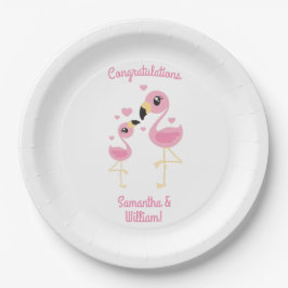 Flamingo Baby shower Cute Tropical Papieren Bordje
