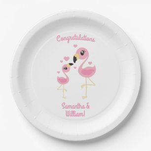 Flamingo Baby shower Cute Tropical Papieren Bordje