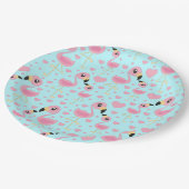 Flamingo Baby shower Cute Tropical Papieren Bordje (Gekanteld)