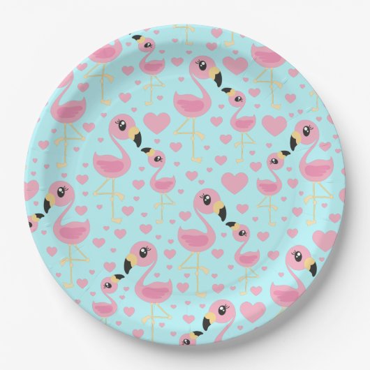 Flamingo Baby shower Cute Tropical Papieren Bordje (Voorkant)