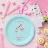 Flamingo Baby shower Cute Tropical Papieren Bordje (Feest)