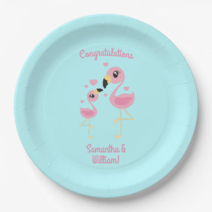 Flamingo Baby shower Cute Tropical Papieren Bordje
