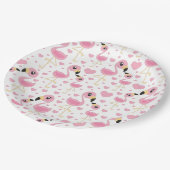Flamingo Baby shower Cute Tropical Papieren Bordje (Gekanteld)