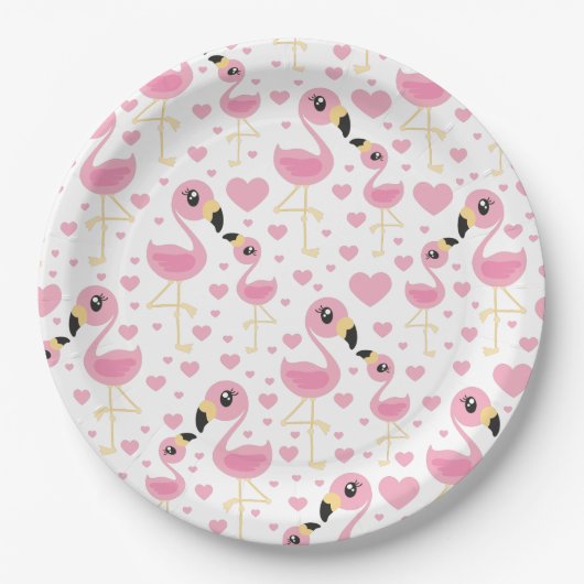 Flamingo Baby shower Cute Tropical Papieren Bordje (Voorkant)