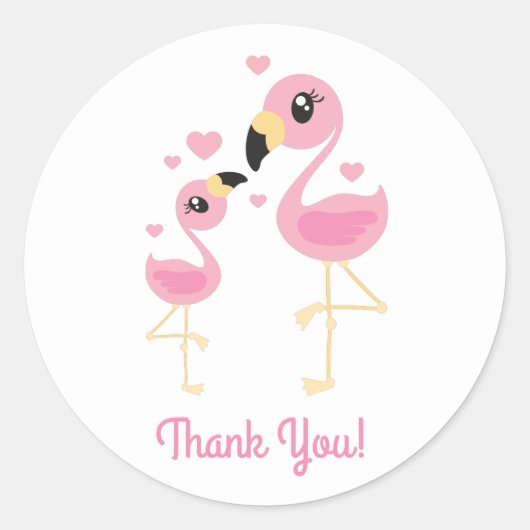 Flamingo Baby shower Cute Tropical Ronde Sticker (Voorkant)